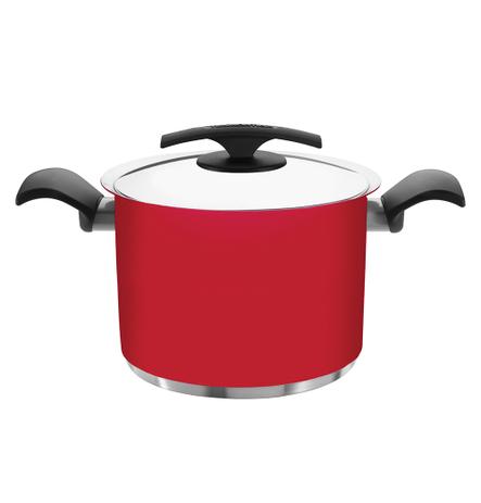 Caldeirão em Aço Inox com Fundo Triplo e Acabamento Com Silicone Duo Color Tramontina - Vermelho / 20 Cm / 4.5 Lt Menor preço em Caldeirão em Aço Inox com Fundo Triplo e Acabamento Com Silicone Duo Color Tramontina - Vermelho / 20 Cm / 4.5 Lt