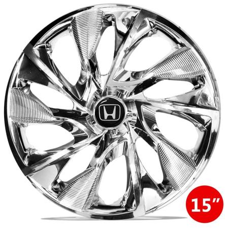 Calota Esportiva 15 Ds4 Cromada Emblema Honda Para Fit Civic - Elitte Menor preço em Calota Esportiva 15 Ds4 Cromada Emblema Honda Para Fit Civic - Elitte