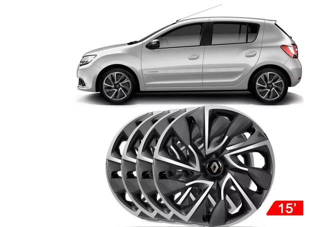Calota Jogo Aro 15 Esportiva Ds4 Renault Novo Sandero 2015 - Elite Menor preço em Calota Jogo Aro 15 Esportiva Ds4 Renault Novo Sandero 2015 - Elite
