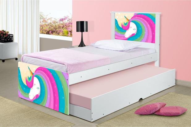 Cama Arco Íris Unicórnio com Auxiliar e Colchões - Mais de Casa - Cama de  Solteiro - Magazine Luiza