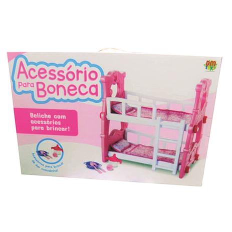 Cama Beliche com Acessórios Para Bonecas DM Toys Menor preço em Cama Beliche com Acessórios Para Bonecas DM Toys