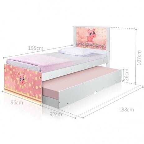 Cama Bibox Juvenil Adesivada Pig com Colchões - Tebarrot Menor preço em Cama Bibox Juvenil Adesivada Pig com Colchões - Tebarrot
