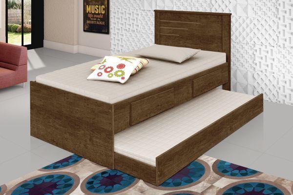 Cama Bibox Manu Solteiro 96 cm Marrom - Divaloto Móveis Menor preço em Cama Bibox Manu Solteiro 96 cm Marrom - Divaloto Móveis