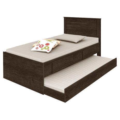 Cama Bibox Solteiro Manu Capuccino com Colchões - Divaloto Menor preço em Cama Bibox Solteiro Manu Capuccino com Colchões - Divaloto