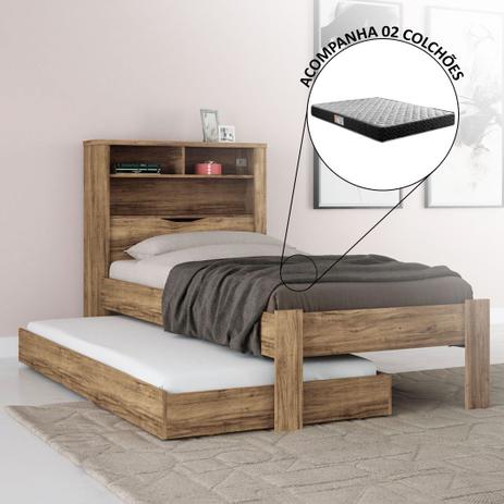 Cama Bicama Quarto Solteiro Invicta Bau Auxiliar e Colchão - Santos andira Menor preço em Cama Bicama Quarto Solteiro Invicta Bau Auxiliar e Colchão - Santos andira