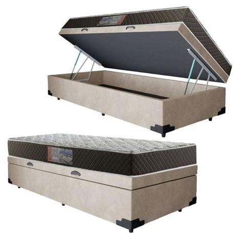Cama Box Baú Solteiro Colchão Mola Ensacada Acolchões + Box Suede 61x88x188  - Cama Box Solteiro - Magazine Luiza