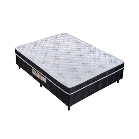Cama Box Casal Conjugado Espuma D28 Semi Ortopédico 138mx188mx51cm Quality-Flex Branco/Preto Menor preço em Cama Box Casal Conjugado Espuma D28 Semi Ortopédico 138mx188mx51cm Quality-Flex Branco/Preto
