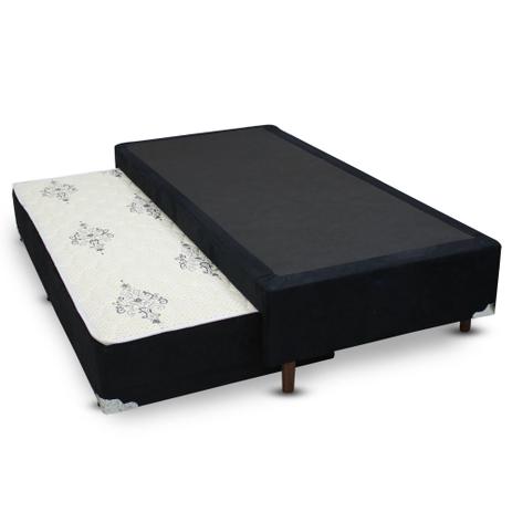 Cama Box SOLTEIRO Flora Suede Preto Bicama - 088x188 - Gazin Menor preço em Cama Box SOLTEIRO Flora Suede Preto Bicama - 088x188 - Gazin