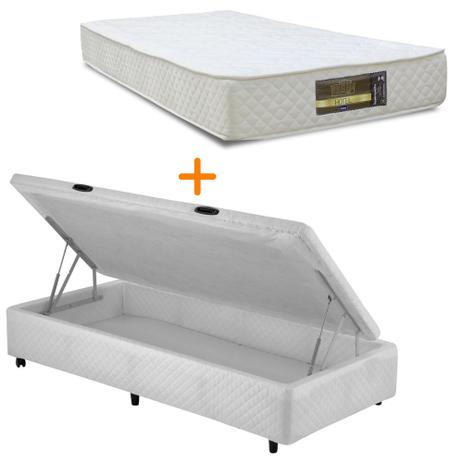 Cama Box Solteiro Padrão Bau Lateral Cosmopolita + Colchão Dabe Hotel Bonnel Solteiro Padrao - 088x188 Menor preço em Cama Box Solteiro Padrão Bau Lateral Cosmopolita + Colchão Dabe Hotel Bonnel Solteiro Padrao - 088x188