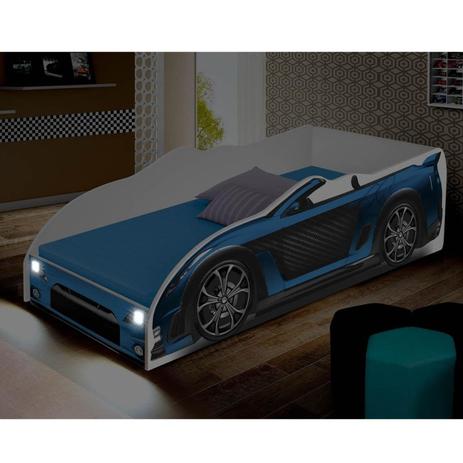 Cama Carro Infantil com Luminária de LED Juvenil Sport Divaloto Azul Menor preço em Cama Carro Infantil com Luminária de LED Juvenil Sport Divaloto Azul