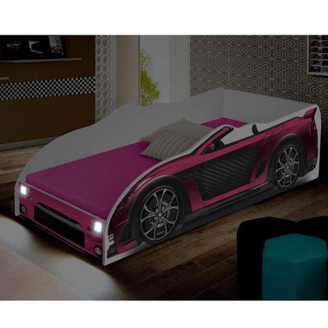 Cama Carro Infantil com Luminária de LED Juvenil Sport Divaloto Rosa Menor preço em Cama Carro Infantil com Luminária de LED Juvenil Sport Divaloto Rosa