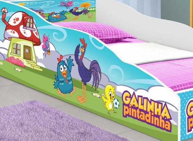 cama carro solteiro infantil adesivada galinha pintadinha c/ colchão - Movex Menor preço em cama carro solteiro infantil adesivada galinha pintadinha c/ colchão - Movex