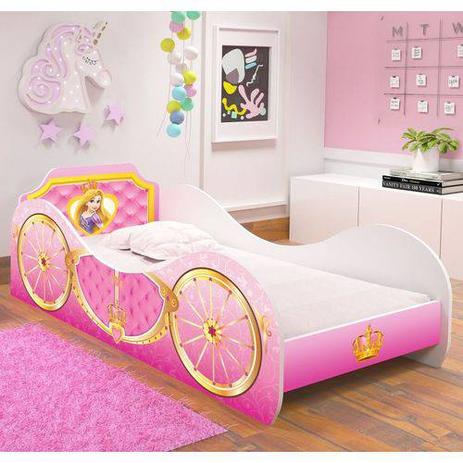 Cama Carruagem Princesa Solteiro Rosa - Divaloto Móveis Menor preço em Cama Carruagem Princesa Solteiro Rosa - Divaloto Móveis