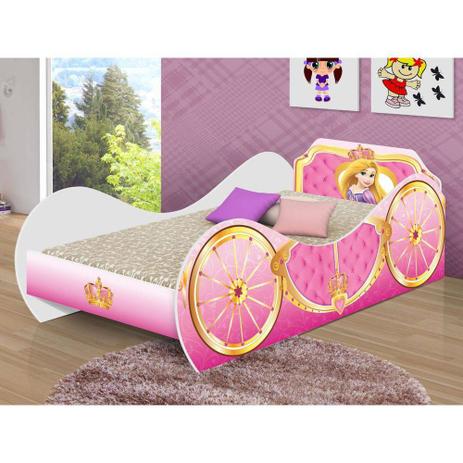 cama carruagem solteiro infantil adesivada princesa mais colchão - Movex Menor preço em cama carruagem solteiro infantil adesivada princesa mais colchão - Movex