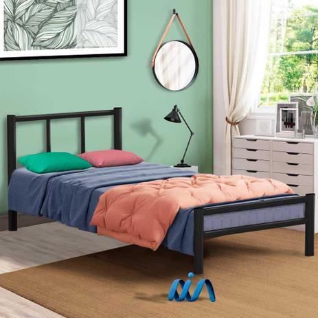 Cama Casal De Ferro Tubular Resistente Laís Preto Primoart Menor preço em Cama Casal De Ferro Tubular Resistente Laís Preto Primoart