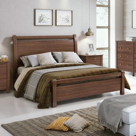 Menor preço em Cama Casal Reali Plus Móveis Lopas Imbuia Naturale