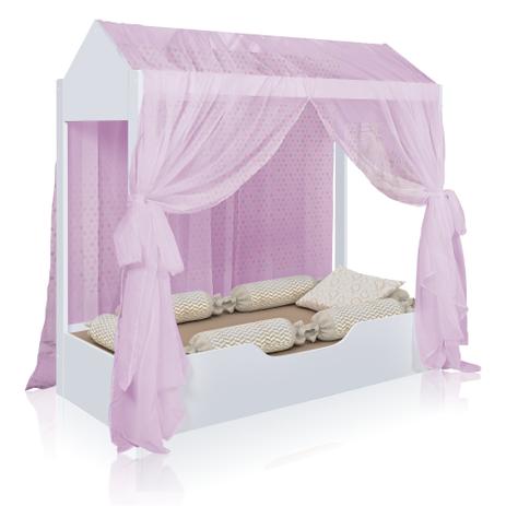 Cama Casinha Montessoriana Juvenil c/ Dossel Rosa e Colchão - Casah Menor preço em Cama Casinha Montessoriana Juvenil c/ Dossel Rosa e Colchão - Casah