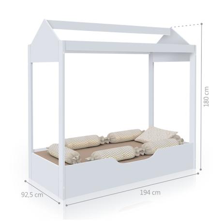 Cama Casinha Montessoriana Juvenil com Dossel Azul e Colchão - Casah Menor preço em Cama Casinha Montessoriana Juvenil com Dossel Azul e Colchão - Casah
