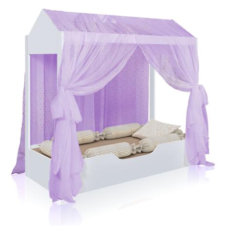 Cama Casinha Montessoriana Juvenil com Dossel Lilás - Casah Menor preço em Cama Casinha Montessoriana Juvenil com Dossel Lilás - Casah