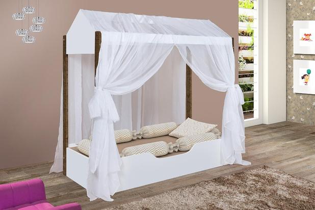 Cama casinha montessoriana juvenil Duda Branco/Amêndoa - Divaloto Menor preço em Cama casinha montessoriana juvenil Duda Branco/Amêndoa - Divaloto
