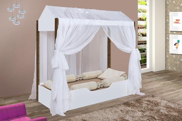 Cama casinha montessoriana Solteiro Duda Branco com Amêndoa - Divaloto Menor preço em Cama casinha montessoriana Solteiro Duda Branco com Amêndoa - Divaloto