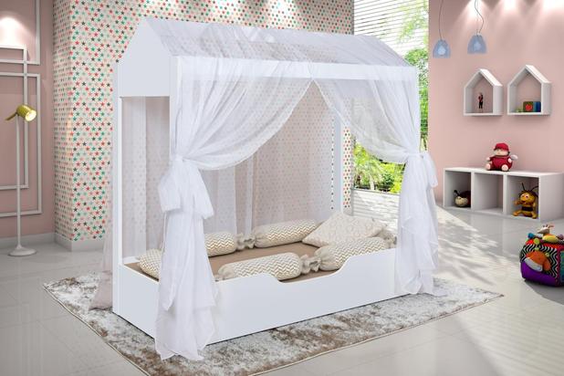 Cama casinha montessoriana Solteiro Duda Branco - Divaloto Menor preço em Cama casinha montessoriana Solteiro Duda Branco - Divaloto