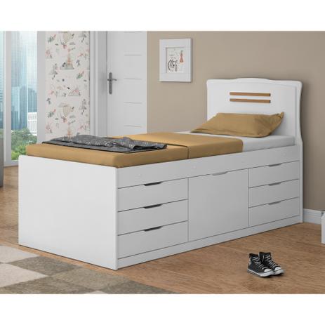 Cama cômoda solteiro florença com 7 gavetas branco fosco - conquista Menor preço em Cama cômoda solteiro florença com 7 gavetas branco fosco - conquista