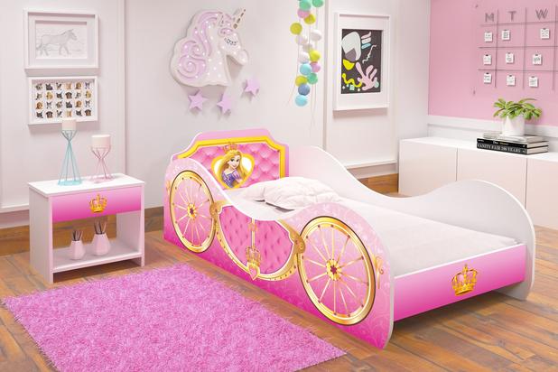 Cama de solteiro carruagem princesa rosa- rpm móveis Menor preço em Cama de solteiro carruagem princesa rosa- rpm móveis