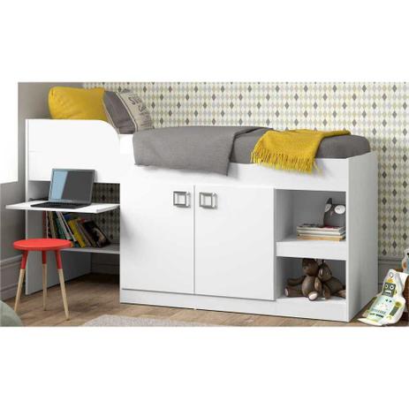 Cama de Solteiro Multifuncional Multimóveis Branco Premium 2511 c/2 Portas e Nichos Menor preço em Cama de Solteiro Multifuncional Multimóveis Branco Premium 2511 c/2 Portas e Nichos