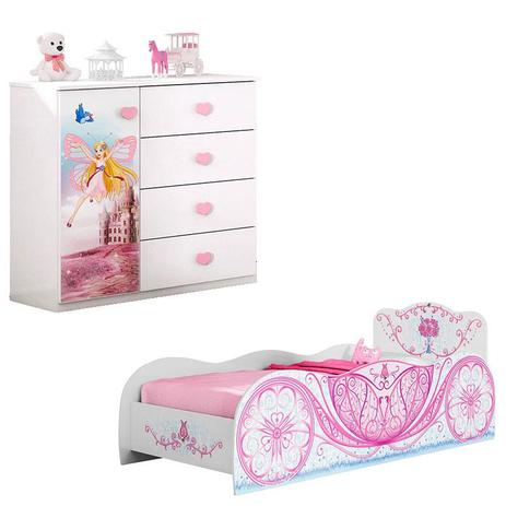 Cama e Cômoda Infantil Carruagem Branco Acetinado - Móveis Estrela - Moveis estrela Menor preço em Cama e Cômoda Infantil Carruagem Branco Acetinado - Móveis Estrela - Moveis estrela