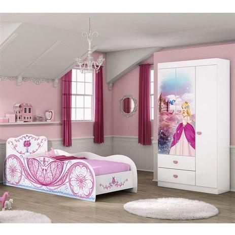 Cama E Guarda Roupa Infantil Carruagem Branco Rosa Moveis Estrela - MÓVEIS ESTRELA Menor preço em Cama E Guarda Roupa Infantil Carruagem Branco Rosa Moveis Estrela - MÓVEIS ESTRELA