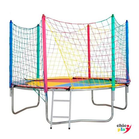 Cama Elástica 2,50m ChicoPlay Lona Colorida Nacional Menor preço em Cama Elástica 2,50m ChicoPlay Lona Colorida Nacional