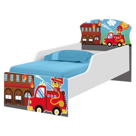Cama Infantil Adesivada Bombeiro com Colchão - Tebarrot Menor preço em Cama Infantil Adesivada Bombeiro com Colchão - Tebarrot