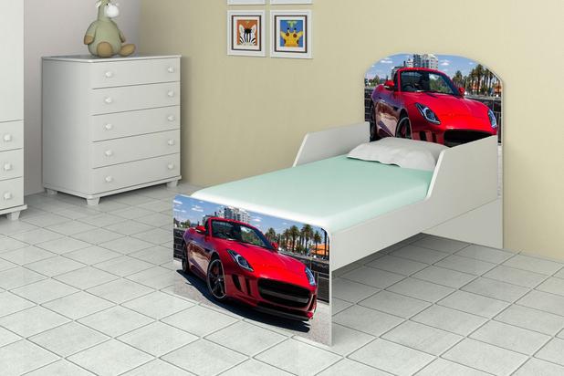 Cama Infantil Adesivada Carro Corrida com Colchão - Puga Menor preço em Cama Infantil Adesivada Carro Corrida com Colchão - Puga