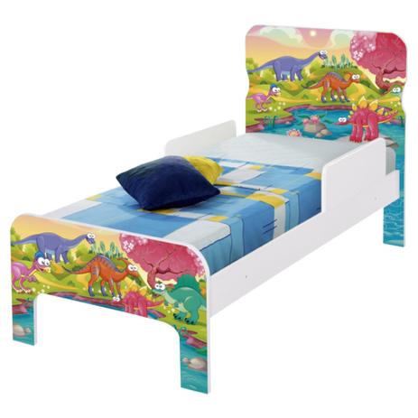 Cama Infantil Adesivada Dinossauros Coloridos com Colchão - Casah Menor preço em Cama Infantil Adesivada Dinossauros Coloridos com Colchão - Casah