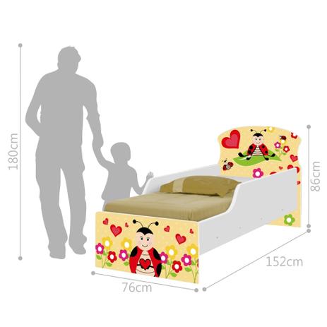 Cama Infantil Adesivada Joaninha com Colchão - Tebarrot Menor preço em Cama Infantil Adesivada Joaninha com Colchão - Tebarrot