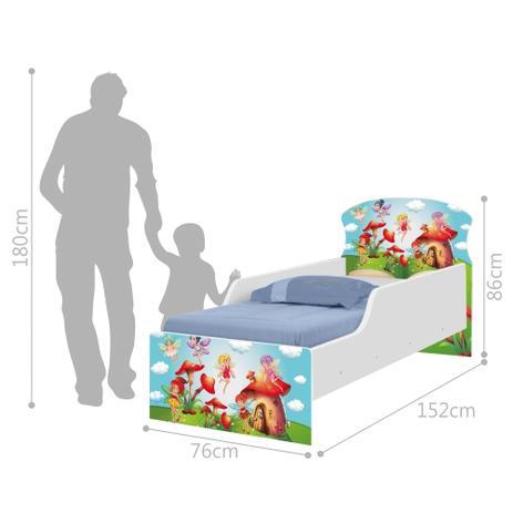 Cama Infantil Adesivada Mundo das Fadinhas com Colchão - Tebarrot Menor preço em Cama Infantil Adesivada Mundo das Fadinhas com Colchão - Tebarrot