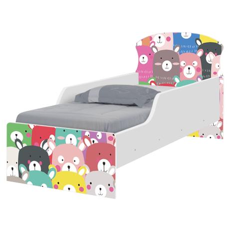 Cama Infantil Adesivada Ursinhos Coloridos com Colchão - Tebarrot Menor preço em Cama Infantil Adesivada Ursinhos Coloridos com Colchão - Tebarrot
