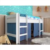 Cama Infantil Alta com Cortina Azul - Branco - Completa móveis é boa?
