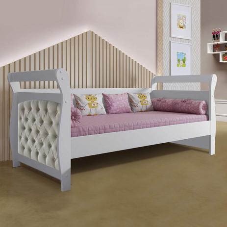 Cama Infantil Babá Capitonê Tigus Baby Suede Cru/Branco Acetinado Menor preço em Cama Infantil Babá Capitonê Tigus Baby Suede Cru/Branco Acetinado
