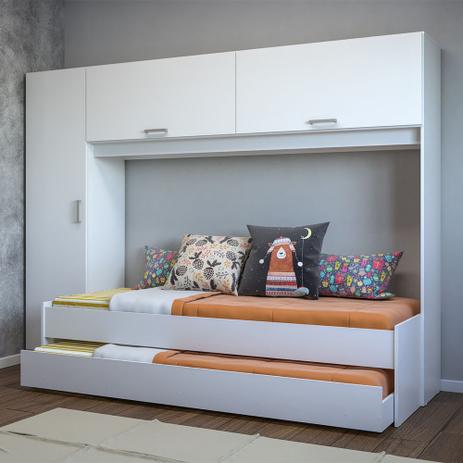 Cama Infantil Bicama Com Guarda-roupa 3 Portas 1909.010 Branco - Multimóveis Menor preço em Cama Infantil Bicama Com Guarda-roupa 3 Portas 1909.010 Branco - Multimóveis