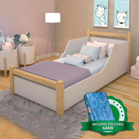 Cama Infantil Com Proteção Lateral Urso Rosa Nuvem Valen Com Colchão Gazin
