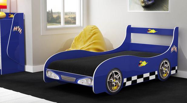 Cama Infantil Carro Gelius Rally Azul Menor preço em Cama Infantil Carro Gelius Rally Azul