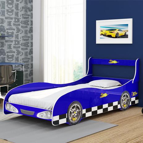 Cama Infantil Carro Rally 090 Gelius Móveis Azul Menor preço em Cama Infantil Carro Rally 090 Gelius Móveis Azul