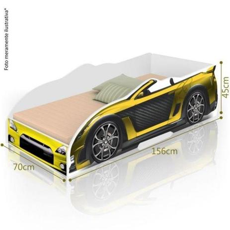 Cama Infantil Carro Sport com Colchão - Amarelo - Divaloto Menor preço em Cama Infantil Carro Sport com Colchão - Amarelo - Divaloto