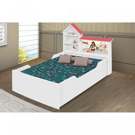Cama Infantil com Casa de Bonecas Lilly Juvenil Divaloto Branco/Rosa Menor preço em Cama Infantil com Casa de Bonecas Lilly Juvenil Divaloto Branco/Rosa