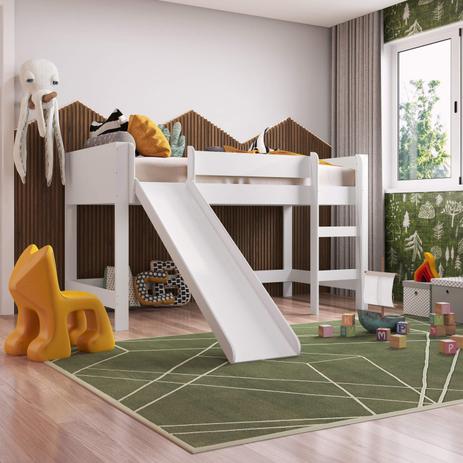 Cama Infantil com Escorregador Cabana Cacá Espresso Móveis Branco Menor preço em Cama Infantil com Escorregador Cabana Cacá Espresso Móveis Branco