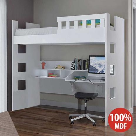 Cama Infantil com Escrivaninha e Grade de Proteção 100 Mdf U231623 Branco - Foscarini Menor preço em Cama Infantil com Escrivaninha e Grade de Proteção 100 Mdf U231623 Branco - Foscarini