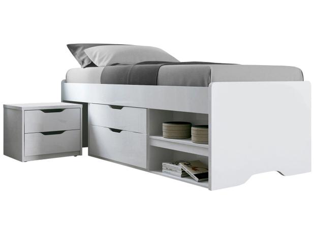 Cama Infantil com Mesa de Cabeceira 2 Gavetas - Santos Andirá Conect 88x188cm Menor preço em Cama Infantil com Mesa de Cabeceira 2 Gavetas - Santos Andirá Conect 88x188cm