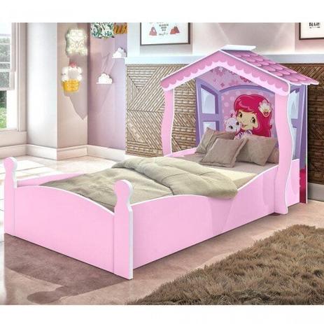 Cama Infantil com Proteção Lateral Casa Moranguinho J&A Móveis